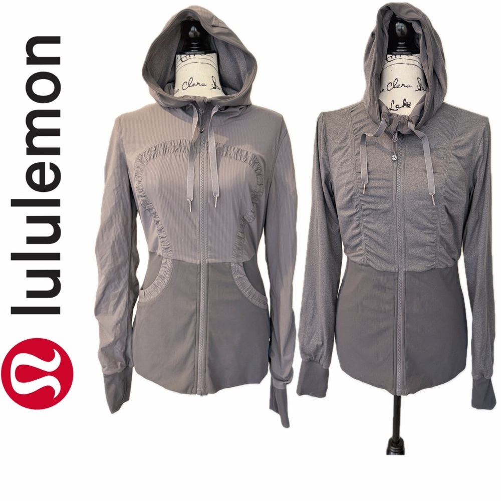 lululemon Dance‎ Studio Jacket Hoodie Reversible Sz 6 Ruched Thumbholes Yoga
